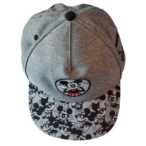 DISNEY Adult Hat Embroidered Mickey Mouse with Glasses Gray Black Red Adjustable
